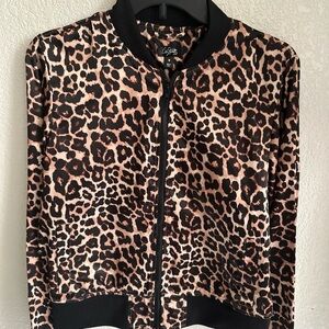 City Streets Black and Brown Leopard Bomber Jacket